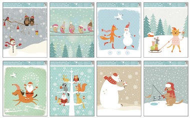 Decorative Window Cling with Glitter Animals in Winter 29 × 24 cm