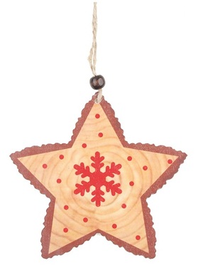 Hanging Wooden Star 12 cm