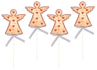 Wooden Angel 8 cm + stick, 4 pcs