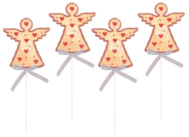 Wooden Angel 8 cm + stick, 4 pcs