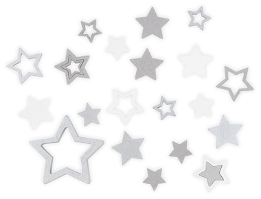 Wooden Star Grey and White 2,5 cm 12 pcs + 3,5 cm 12 pcs