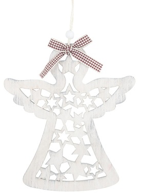 Hanging Wooden Angel 10 x 11,5 cm, Grey