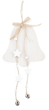 Hanging Wooden Bell 11,5 x 20 cm, White 