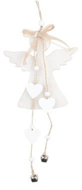 Hanging Wooden Angel 10 x 20 cm, White