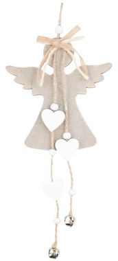 Hanging Wooden Angel 10 x 20 cm, Grey