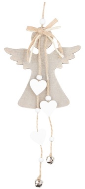 Hanging Wooden Angel 10 x 20 cm, Grey