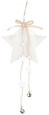 Hanging Wooden Star 11 x 25 cm, White