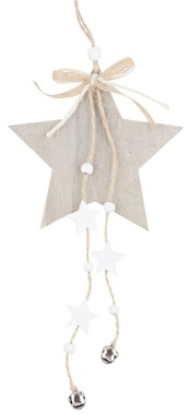 Hanging Wooden Star 11 x 25 cm, Grey