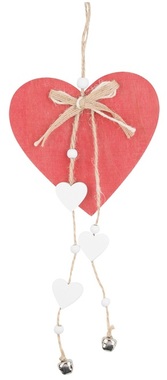 Hanging Wooden Heart 12 x 25 cm, Red