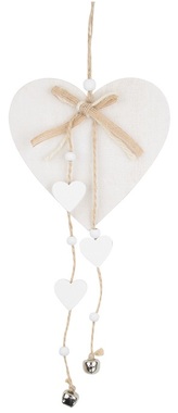 Hanging Wooden Heart 12 x 25 cm, White