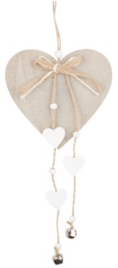Hanging Wooden Heart 12 x 25 cm, Grey 