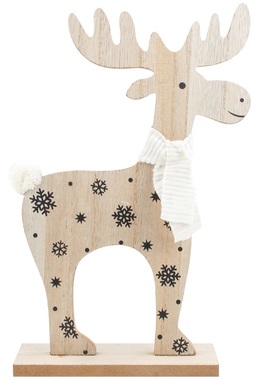 Wooden Reindeer with Scarf 17 x 27 cm
