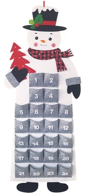 Hanging Advent Calendar Snowman 38.5 x 94 cm, gray