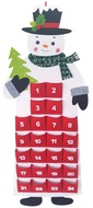 Hanging Advent Calendar Snowman 38.5 x 94 cm, red