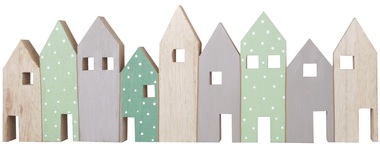 Standing Wooden Houses 40 x 14.5 cm
