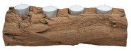 50208 Dřevěný svícen podélný na čtyři čajové svíčky cca 30x10cm s kůrou-2
