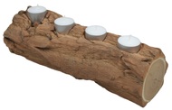50208 Dřevěný svícen podélný na čtyři čajové svíčky cca 30x10cm s kůrou-1