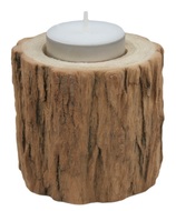 50209 Dřevěný svícen špalíček na čajovou svíčku průměr cca 7 cm, výška cca 6 cm-1