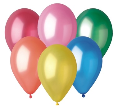 Balloons metallic, 26 cm, 10 pcs in bag, color mix 