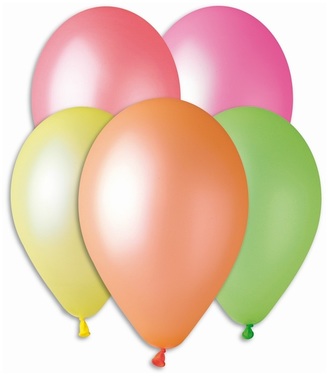 Balloons neonové, 26 cm, 10 pcs in bag, color mix 