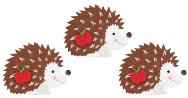 Felt Hedgehog on Peg, 8 cm, 3 pcs