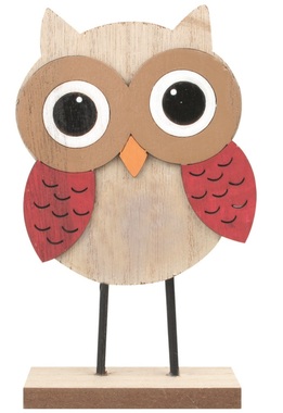 Standing Wooden Owl 17 cm 