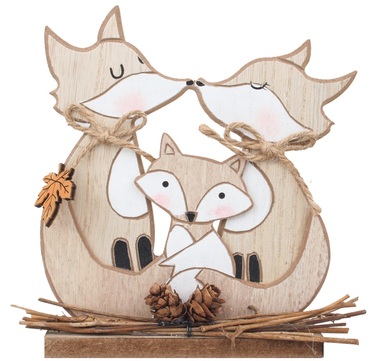 Wooden Decoration Foxes 15 cm
