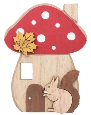 Wooden Toadstool with Squirell 11,5 cm 