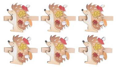 Wooden Hedgehogs on Peg 4 cm, 6 pcs