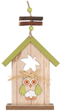 Hanging Wooden Birdhouse Green 15 cm 