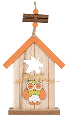 Hanging Wooden Birdhouse Orange 15 cm