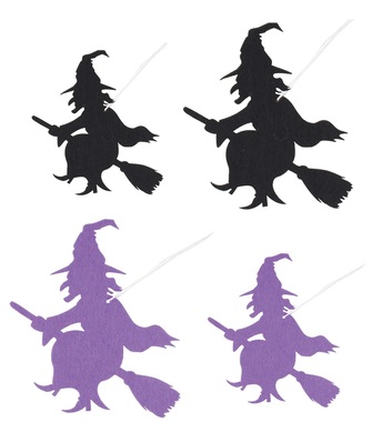 Hanging Felt Witches 14,5 cm and 20 cm, 4 pcs 