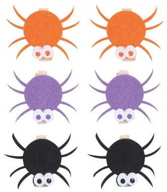 Felt Spiders on Peg 4,5 cm, 6 pcs 