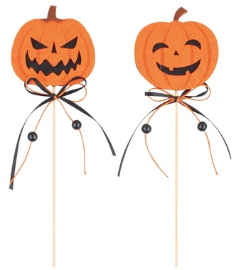 Felt Pumpkin on Stick 6 cm + stick, 2 pcs 