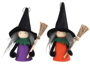 Hanging Witch With Broom 11 cm