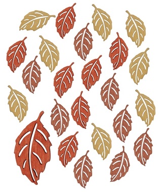 Wooden Leaves 2 cm, 24 pcs in polybag