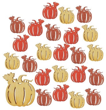 Wooden Pumpkins 2 cm, 24 pcs in polybag