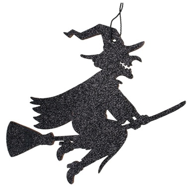 Witch with Glitter for hanging 14 x 11.5 cm