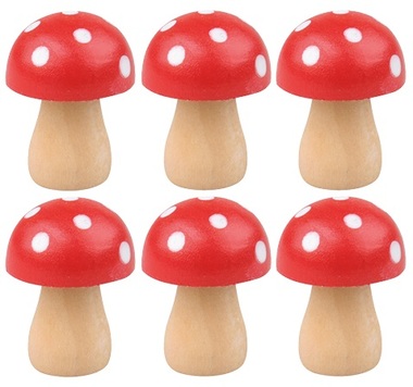 Wooden Toadstool 2,5 cm, 6 pcs