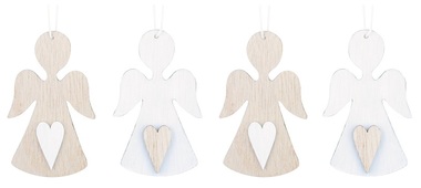  Hanging Wooden Angels 7 cm, 4 pcs