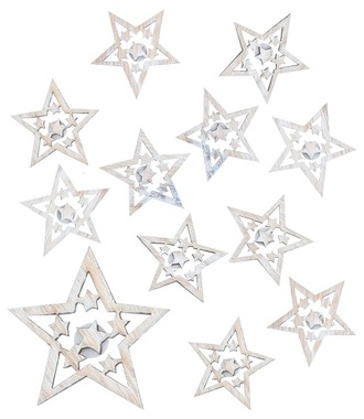 Wooden Star 4 cm, 12 pcs