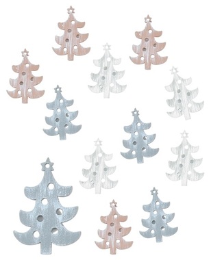 Wooden Trees with Stickers 3,5 cm, 12 pcs
