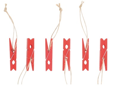 Wooden Pegs 5 cm, 12 pcs, Red