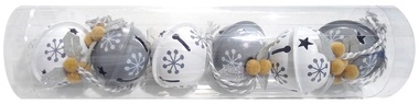 Jingle Bells 4 cm, 6 pcs, Grey and White