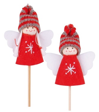 Angel in knitted hat 8,5 cm + stick