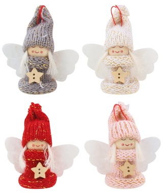 Hanging Angel with Wooden star 7,5 cm