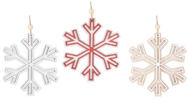 Hanging Wooden Snowflake 13 cm 