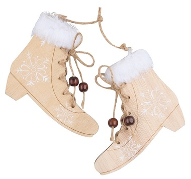 Hanging Wooden Winter Shoes 12 cm, Natural