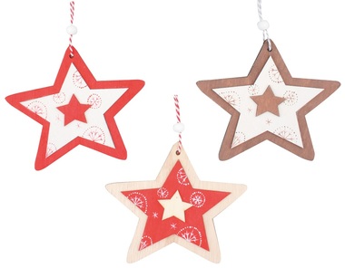 Hanging Wooden Star 11 cm 