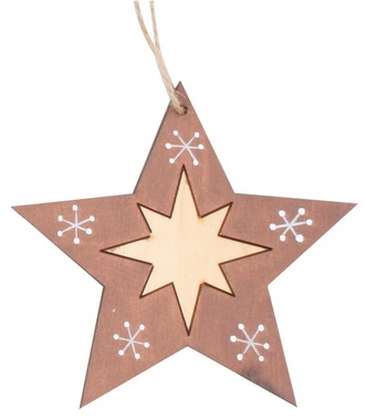 Hanging Wooden Star 11 cm, brown